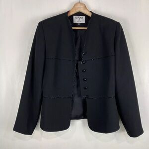 Kasper for A.S.L Beaded Trim button up down front formal blazer jacket Size 8